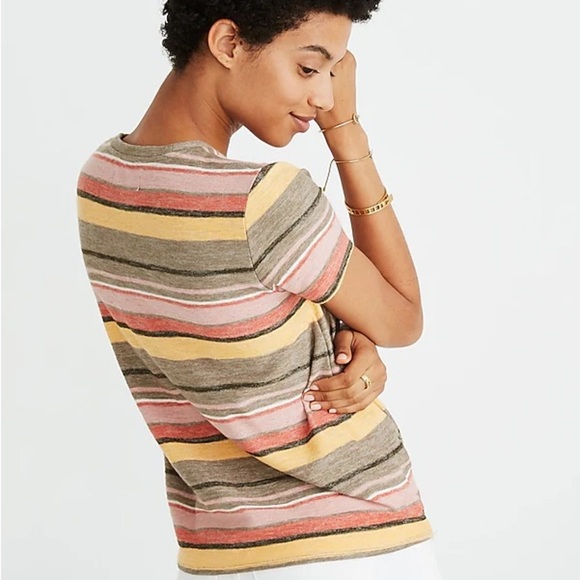 MADEWELL Texture & Thread Modern Tie-Front Top in Kieran Stripe Size Small - Picture 3 of 6